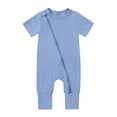 thumbnail image 1 of JSGEK Loose Soft Comfy Cute Solid Color Summer Bodysuit Short Sleeve Rompers for Toddle Infant Baby Girl Boy One-Piece Jumpsuit Casual Blue,6-12 Months, 1 of 9