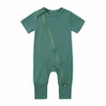 thumbnail image 1 of JSGEK Loose Soft Comfy Cute Solid Color Summer Bodysuit Short Sleeve Rompers for Toddle Infant Baby Girl Boy One-Piece Jumpsuit Casual Green,18-24 Months, 1 of 9