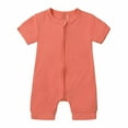 thumbnail image 1 of JSGEK Loose Solid Color Short Sleeve Rompers for Toddle Casual Soft Comfy Summer Bodysuit Infant Baby Girl Boy One-Piece Jumpsuit Cute Orange,12-18 Months, 1 of 9