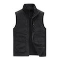 thumbnail image 1 of JSGEK Loose Vintage Sleeveless Sleeveless Stand Collar Jacket with Pockets Casual Clothes for Men Lightweight Vest Waistcoat for Travel Fishing Zip up Jacket Men's Hunting Vests Quick-drying Black L, 1 of 3