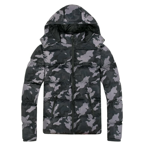 JSGEK Loose Vintage Zip up Hoodies Jacket Quiled Coat with Pockets Casual Clothes for Men Solid Color Lightweight Puffer Men's Outerwear Padded Coat Long Sleeve Warm Long Sleeve Warm Camouflage XXL