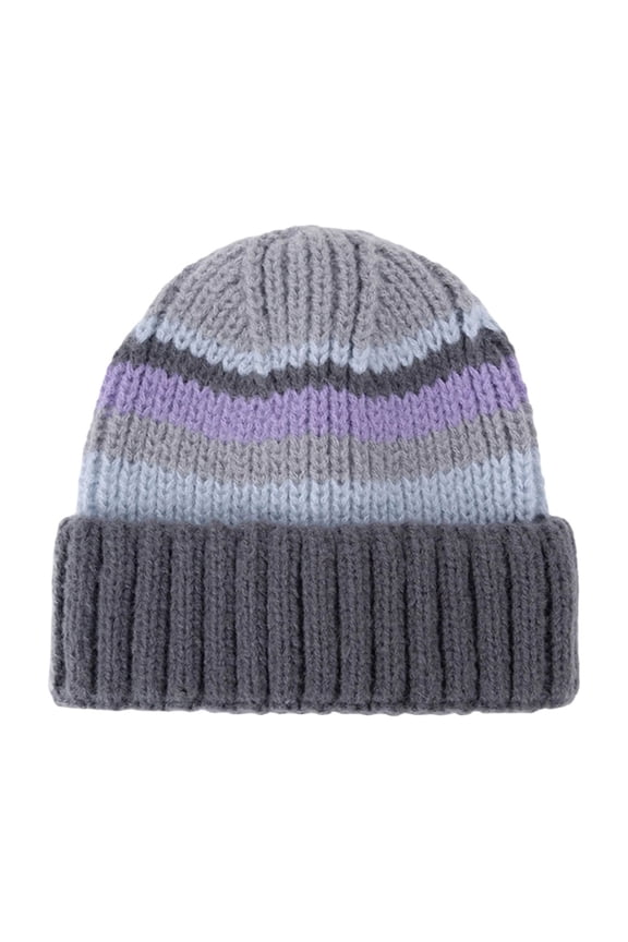 Men's And Women's Winter Fashion Large Head Circumference Color Matching Knitted Hat Gray Free Size