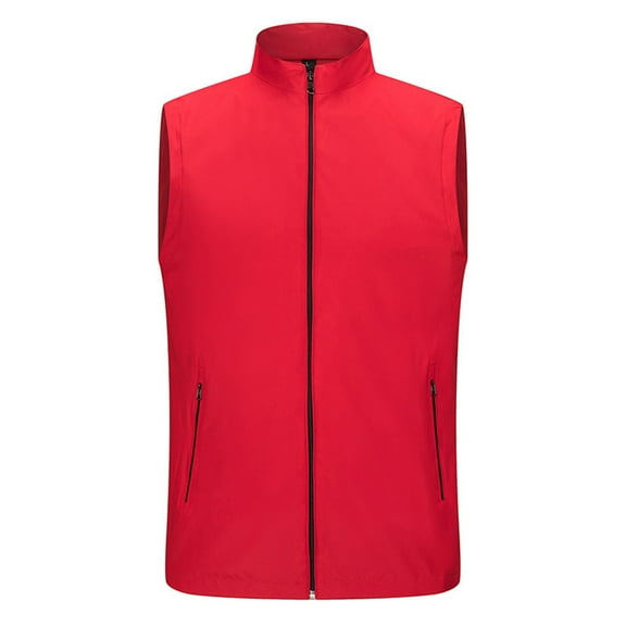 JSGEK Men's Lightweight Sleeveless Windbreaker Vest Zipper Closure Outdoor Sports Vest Quick Drying Water Resistant Running Hiking Fishing Outdoor Vest Red XL