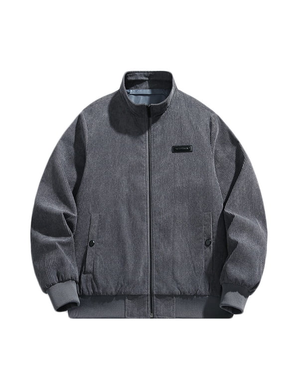 Men's Outerwear Jacket Loose Vintage Long Sleeve Fluffy Fuzzy Sherpa Zip up Long Sleeve Turn Down Collared Casual Clothes for Men Dark Gray XL