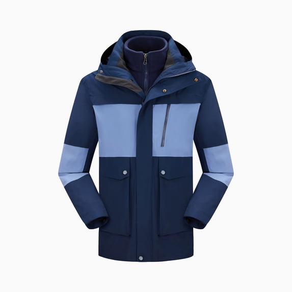 JSGEK Men's Outerwear Jacket Zip up Hoodies Casual Clothes for Men Color Block Clearance Long Sleeve Loose Vintage Long Sleeve Dark Blue XL