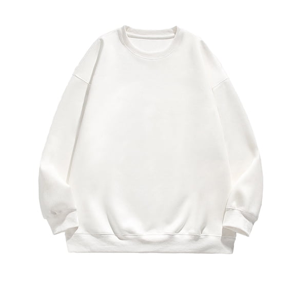 JSGEK Men's Plain Lightweight Sweatshirt Athletic Workout Sport Fashion Solid Color Loose fit Soft Basic Male Trendy Crewneck Pullover Long Sleeve Shirts Comfort White L