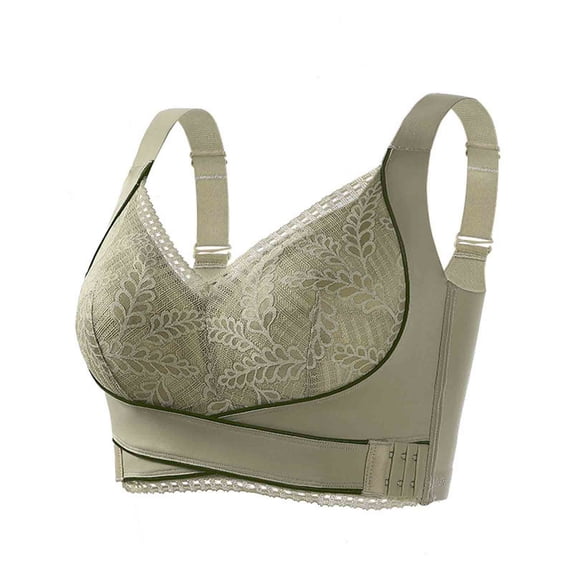 JSGEK Plunge Breathable Gathering Bra Trendy Fashion Plus Size Bra Everyday Bras Comfort Green 3X-Large Bra for Ladies