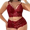 thumbnail image 1 of JSGEK Plus Size Lingerie Sets for Women Lace Bra 2PC Mesh Sheer Panties Valentine's Day Naughty Lingeries Red S, 1 of 7