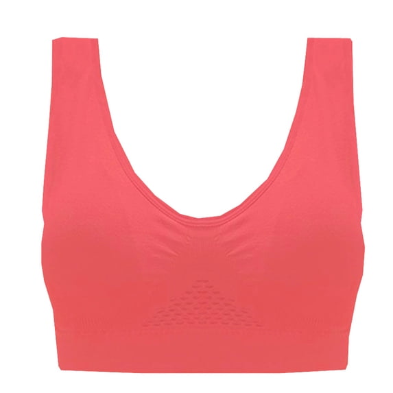 JSGEK Plus Size Sport Bra Breathable without Steel Ring Gathering Bra Soft Sexy Regular Fit Wirefree Comfort Push up Plunge Watermelon Red 4X-Large Bra for Ladies