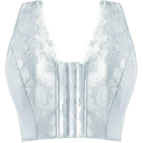 JSGEK Push up Plunge Regular Fit Sexy Plus Size Bra Wirefree Comfort Breathable without Steel Ring Lightly Lined Bra for Women Soft White XL Bra for Ladies