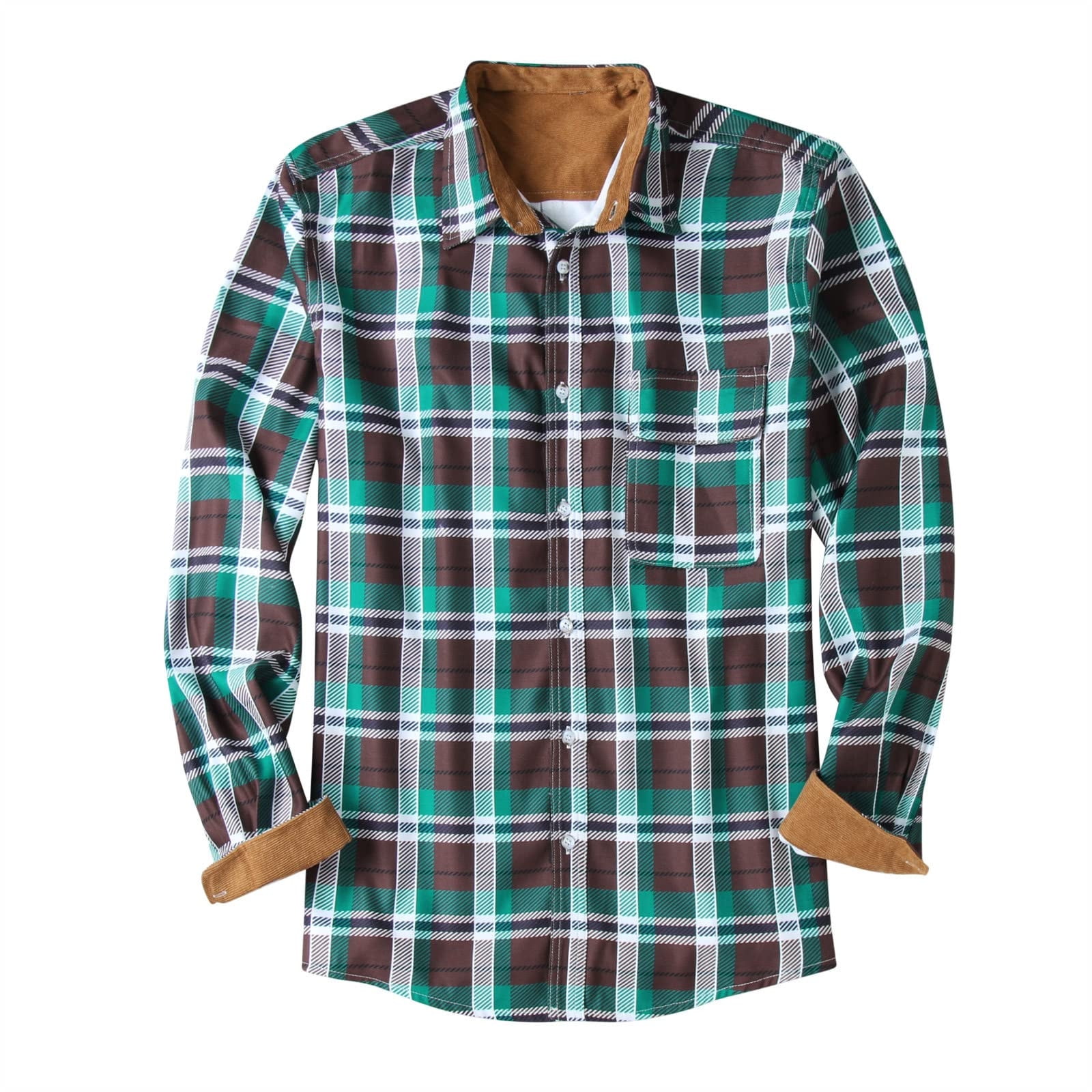 JSGEK Rollbacks Men's Plaid Padded Shirts Casual Long Sleeve Button Down  Lapel Jackets Fashion Slim Fit Winter Warm Tops Blouse Green XL 