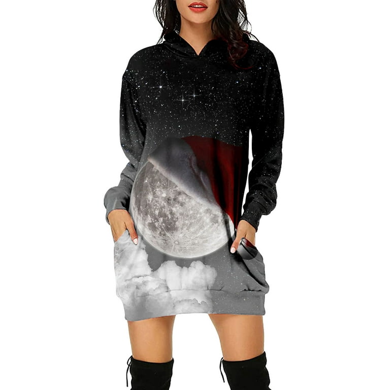 Black of Friday Deals Women's Crewneck Long Sleeve Sweatshirts Christmas 3D  Graphic Print Cute Tops 2023 Festival Pullover Shirts  Clearance
