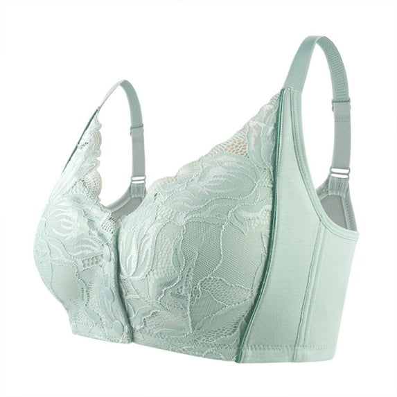 JSGEK Sexy Regular Fit Plus Size Bra Wirefree Comfort Breathable Push up Plunge without Steel Ring Lightly Lined Bra for Women Soft Green M Bra for Ladies