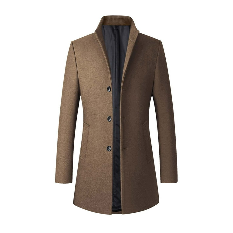 Fashion Slim Button Long Sleeve Woolen Coat Fashion Slim Button Long Sleeve Woolen Coat