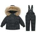 thumbnail image 1 of JSGEK Soft Comfy Cute Winter Coat Girls' Heavyweight Insulated Snowsuit Kids Winter Pants And Jackets Ski Snowsuit Jacket for Cozy Outdoor Casual Toddler Girl Snowsuit Black,1 Years, 1 of 9