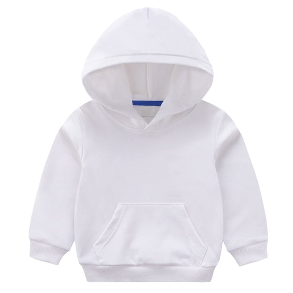 JSGEK Soft Comfy Fall Sweatshirts Long Sleeve Hoodies with Pocket Basic Shirts Casual Toddler Kids Boys Girls Solid Color Pullover Cute Loose White,5-6 Years
