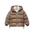 thumbnail image 1 of JSGEK Solid Color Zipper Hooded Jacket Warm Coat for Kids Comfortable Soft Breathable Stylish Casual School Outdoor Clothing Fall Winter Essentials Brown 9 Years, 1 of 5