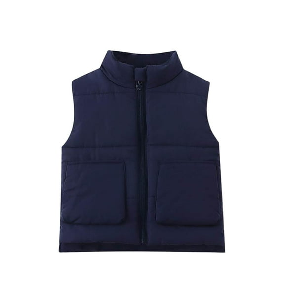 JSGEK Thickened Warm Casual Sleeveless Jacket Quilted Outer Wear Soft Hand Feel Stylish Design for Boys and Girls Perfect for Fall and Winter Everyday Wear Blue 110