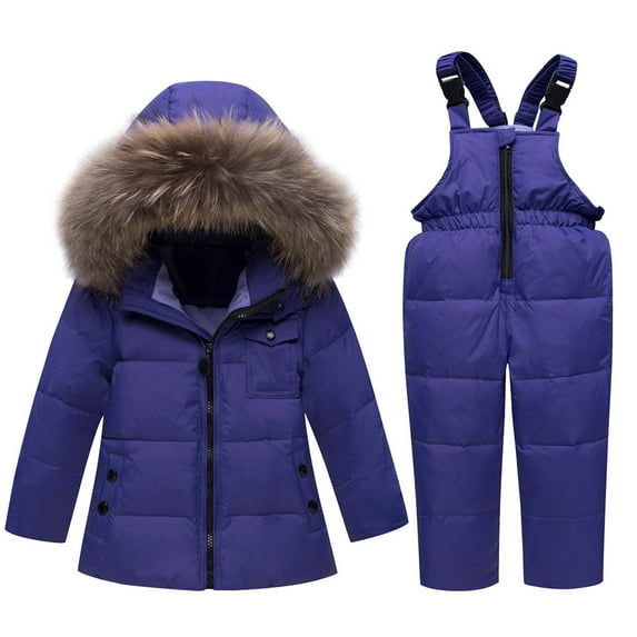 JSGEK Toddler Girl Snowsuit Kids Winter Pants And Jackets Ski Snowsuit Jacket for Cozy Outdoor Soft Comfy Casual Cute Winter Coat Girls' Heavyweight Insulated Snowsuit Purple,1 Years