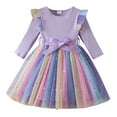 thumbnail image 1 of JSGEK Toddler Girl Tulle Long Sleeve Dress Knit Party Bowknot Fall Winter Clothes Purple 3 Years, 1 of 4