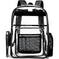 thumbnail image 1 of JSGEK Transparent Backpacks,See Through Backpack ,Clear Backpack with Black Trim Mesh Pockets,Large Capacity School Bag Waterproof Travel Backpack Black, 1 of 6