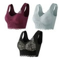 thumbnail image 1 of JSGEK Trendy Fashion Plus Size Bra Wirefree Comfort Support and Lift without Steel Ring Lace Trim Push up Plunge Dark Gray XL Bra for Ladies, 1 of 4