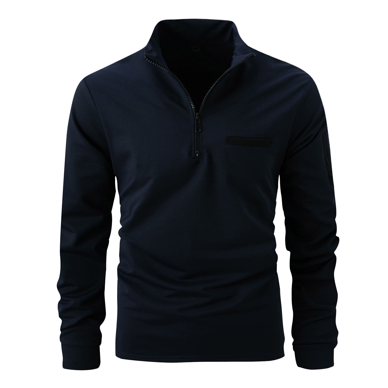 JSGEK Turn Down Collared Casual Clothes for Men Zip up Loose Vintage Solid Color Men s Spring Shirts Clearance Long Sleeve Long Sleeve Navy XL
