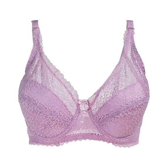 JSGEK Underwire Comfort Breathable Push up Plunge Lightly Lined Bra for Women Trendy Fashion Plus Size Lace Bra Pink XL Bra for Ladies