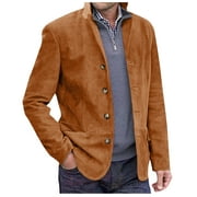 JSGEK Vintage Long Sleeve Sport Coat Long Sleeve Sport Coat Lightweight Suit Jacket Fashion Clothes for Men Button Travel Blazer Slim Fit Business Men's casual Suit Blazer Brown M