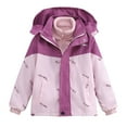 thumbnail image 1 of JSGEK Windproof Waterproof Jacket Windbreaker Fleece Inner Layer Hooded Outdoor Jacket Kids 4-15 Years Perfect for Outdoor Activities Hiking Camping Pink 11 Years, 1 of 6