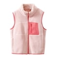 thumbnail image 1 of JSGEK Winter Fleece Zip-Up Vest Stand-up Collar for Kids Thickened Lined Comfortable Soft Breathable Casual Jacket for Daily Travel Birthday Party 3-17 Years Pink 6-7Years, 1 of 9