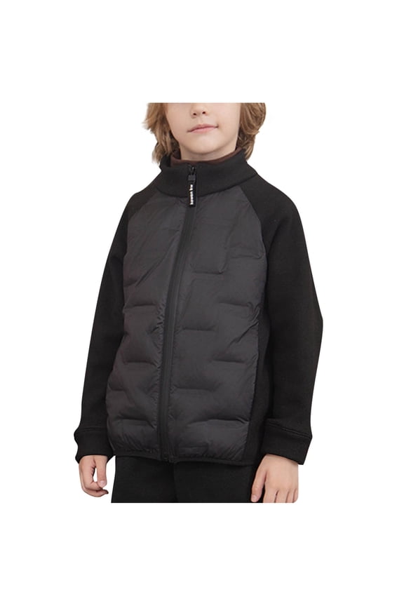 Winter Light Down Jacket for Kids Casual Coat Lightweight Warm Breathable Soft Fabric Cute Print Long Sleeve Jacket Suitable for Parties Family Gatherings Photo Shoots Black 4-5Years
