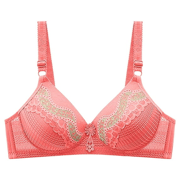 JSGEK Wirefree Comfort without Steel Ring Lightly Lined Bra for Women Clearance Fashion Trendy Push up Plunge Comfortable Breathable Lace Bra Support and Lift Watermelon Red 36 Bra for Ladies