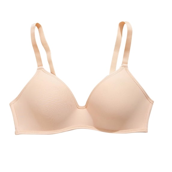 JSGEK Wirefree Comfort without Steel Ring Lightly Lined Bra for Women Trendy Fashion Plus Size Bra Plunge Breathable Beige 40C Bra for Ladies