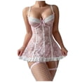 thumbnail image 1 of JSGEK Women Halter Neck Fishnet Crop Top and Pants Set Sheer Fabric 2 Piece Lingerie for Beach or Poolside Pink S, 1 of 6