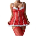 thumbnail image 1 of JSGEK Women Halter Neck Fishnet Crop Top and Pants Set Sheer Fabric 2 Piece Lingerie for Beach or Poolside Red S, 1 of 5