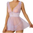 thumbnail image 1 of JSGEK Women Halter Neck Lace Chemise Dress Cutout Detail Flowy Silhouette Nightwear Lingerie Set Purple L, 1 of 9