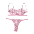 thumbnail image 1 of JSGEK Women Lace Trim Deep V Neck Chemise Dress Flared Silhouette Adjustable Spaghetti Straps Lingerie Set Pink S, 1 of 5