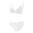 thumbnail image 1 of JSGEK Women Push Up Bra and Thong Set Plunge Neckline Adjustable Straps Intimate Lingerie for Bedroom Wear White M, 1 of 6