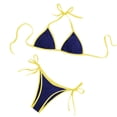 thumbnail image 1 of JSGEK Women Sexy Bikini Set Solid Color Extended Sizing Drawstring Detail Padded Support Beach Ready Padded Support Blue XS, 1 of 5
