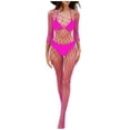thumbnail image 1 of JSGEK Women Triangle Bikini Set with Fishnet Cover Up Sheer Long Sleeve Lingerie for Beach Vacation Pink Free Size, 1 of 5