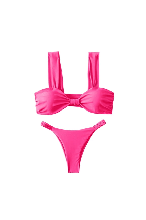 Women's Bikini Set High Waist One Shoulder Soft Material Ideal For Vacation And Travel Premium Premium Pink M
