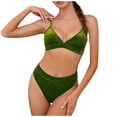 thumbnail image 1 of JSGEK Women's Bikini Set Padded Cups One Shoulder Modest Fit Perfect For Beach And Pool Use Premium Premium Green L, 1 of 5