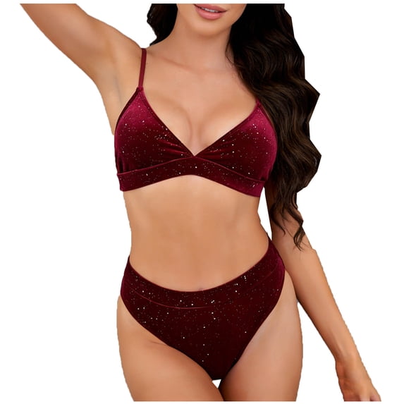JSGEK Women's Bikini Set Padded Cups One Shoulder Modest Fit Perfect For Beach And Pool Use Premium Premium Red S