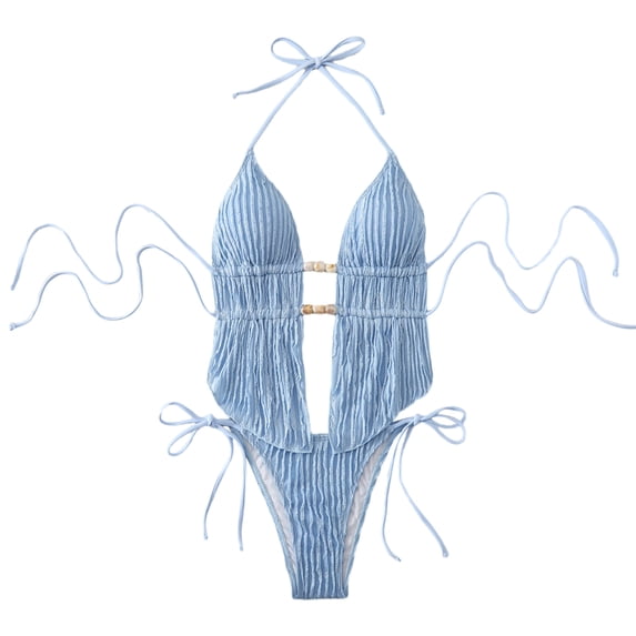 JSGEK Women's Bikini Swimwear High Waist Square Neck Modest Fit For Summer Swimming Activities Premium Premium Blue M