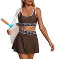 thumbnail image 1 of JSGEK Women's Bikini Swimwear Lace Up Modest Fit Water Sports Perfect For Beach And Pool Use Premium Premium Brown S, 1 of 5