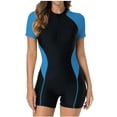 thumbnail image 1 of JSGEK Women's Block Short Sleeve One Piece Wetsuit Versatile Design Durable Material Water Sports Wear Blue XXL, 1 of 8