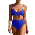 thumbnail image 1 of JSGEK Women's Bow Detail High Waisted Two Piece Swimsuit Comfortable Fabric Versatile Design Beach Casual Wear Blue M, 1 of 5