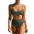 thumbnail image 1 of JSGEK Women's Bow Detail High Waisted Two Piece Swimsuit Comfortable Fabric Versatile Design Beach Casual Wear Green S, 1 of 5
