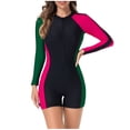 thumbnail image 1 of JSGEK Women's Color Block Long Sleeve One Piece Wetsuit Durable Material Comfortable Design Water Sports Wear Green XL, 1 of 8